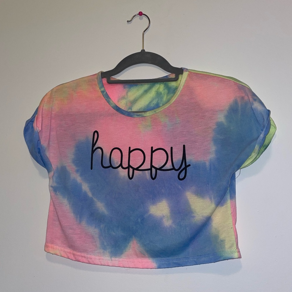 shein happy tie dye crop top